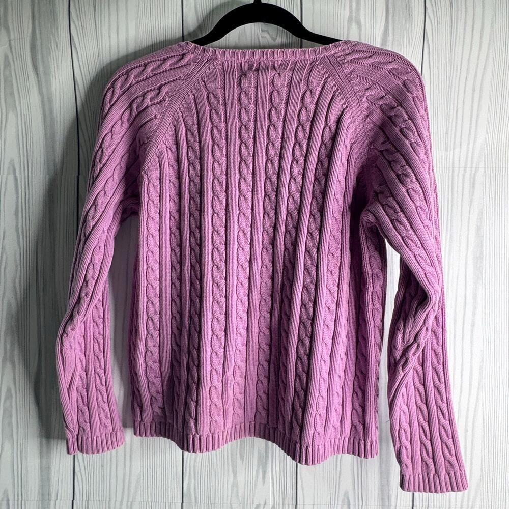 Vintage LL Bean 100% Cotton Sweater Cable Knit Fisherman Pink Women’s XL - Picture 4 of 7